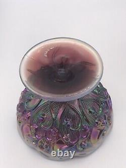 Fenton Opalescent Carnival Glass Fairy Lamp Lily of the Valley Plum Purple 7