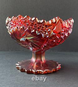 Fenton Orange Glass Carnival Pinwheel Iridescent Sawtooth Edge Candy Bowl Art
