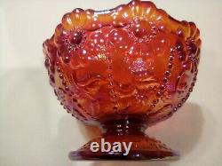 Fenton Orange Red Iridescent Daisy Beaded Fairy Lamp