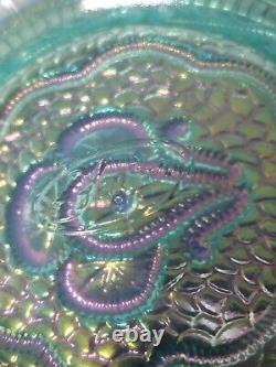 Fenton Persian Medallion basket Celest blue Iridescent W pink opal rim RARE