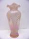 Fenton Pink Champagne Carnival Glass Opalescent Feather pattern 11 Vase