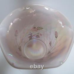 Fenton Pink FAIRY Carnival Vase Hand Painted by M. Wagner Signed Shelly Fenton