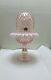 Fenton Pink Glass Hobnail Snow Crest 3 Pc Footed opalescent Fairy Lamp carnival