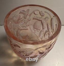 Fenton Pink Iridescent Carnival Glass Strawberry Pattern Fairy Lamp 5 Vintage