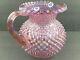 Fenton Pink Iridescent Glass Pitcher 7 3/4 Vintage Hobnail Carnival Depression