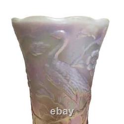 Fenton Pink Opalescent Iridescent Carnival Flared Peacock Garden Vase