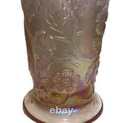 Fenton Pink Opalescent Iridescent Carnival Flared Peacock Garden Vase