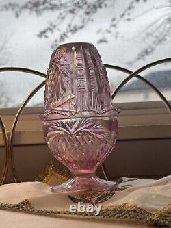 Fenton Pink Pineapple Iridescent Carnival Glass Fairy Lamp