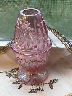 Fenton Pink Pineapple Iridescent Carnival Glass Fairy Lamp