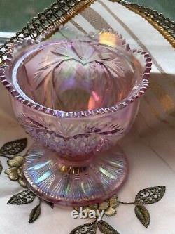 Fenton Pink Pineapple Iridescent Carnival Glass Fairy Lamp