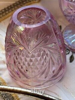 Fenton Pink Pineapple Iridescent Carnival Glass Fairy Lamp