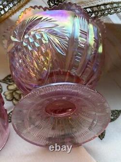 Fenton Pink Pineapple Iridescent Carnival Glass Fairy Lamp