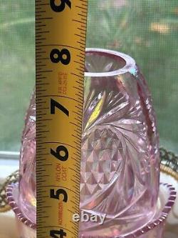 Fenton Pink Pineapple Iridescent Carnival Glass Fairy Lamp