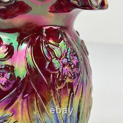 Fenton Plum Opalescent Carnival Glass Daffodil Vase 8H x 6.25W HTF