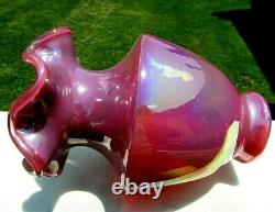Fenton Plum Raspberry Carnival Opalescent Glass Vase 7.5H Rare 1990's