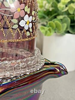 Fenton Purple DRAPE IRIDESCENT Carnival FAIRY LAMP Light SIGNED MAKE OFFER