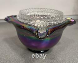 Fenton Purple DRAPE IRIDESCENT Carnival FAIRY LAMP Light SIGNED MAKE OFFER