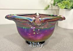 Fenton Purple DRAPE IRIDESCENT Carnival FAIRY LAMP Light SIGNED MAKE OFFER