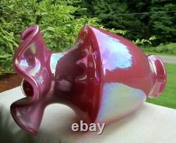 Fenton Raspberry Plum Opalescent Carnival Glass Vase 7.5H Rare
