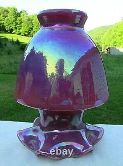 Fenton Raspberry Plum Opalescent Carnival Glass Vase 7.5H Rare