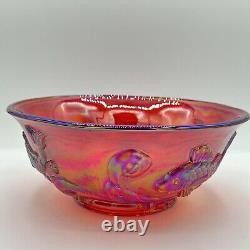Fenton Red Carnival Glass Bowl Atlantis Koi
