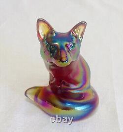 Fenton Red Carnival Glass Rarity Fox 4 1/2 Tall Vintage 2003