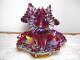 Fenton Red Iridescent Carnival Glass Diamond Lace 3 Horn Epergne Stunning