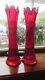 Fenton Red Iridescent Vase. 2