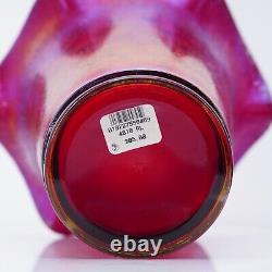 Fenton Ruby Red Amberina Stretch Ruffled Vase Iridescent Carnival Glass 6