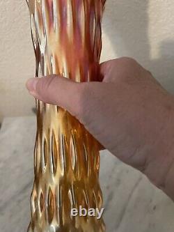 Fenton Rustic Glass Midsize Carnival Glass Swung Vase, 13.5 tall