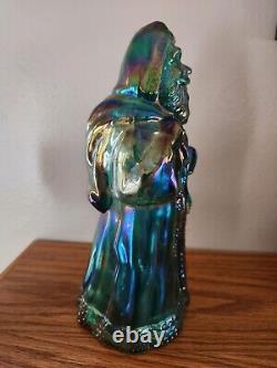 Fenton Santa Claus Green Iridescent Carnival Glass