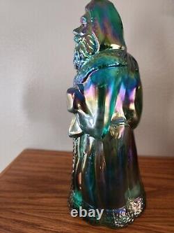 Fenton Santa Claus Green Iridescent Carnival Glass