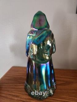 Fenton Santa Claus Green Iridescent Carnival Glass