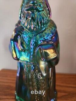 Fenton Santa Claus Green Iridescent Carnival Glass