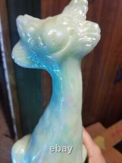 Fenton Sea Green Iridescent Irridized Alley Cat Undecorated Carnival