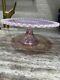 Fenton Spanish Lace Iridescent Pink French Opalescent Cake Plate Stand Pedestal