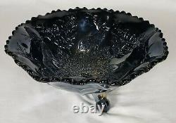 Fenton Stag and Holly Carnival Glass 3 Toed Bowl Amethyst Iridescent