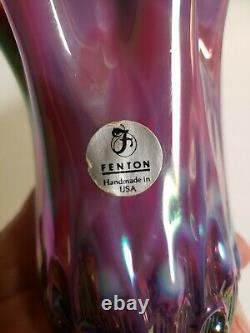 Fenton Swung Vase Purple Opalescent Finger Vase 7 1/2 in. Tall Purple Carnival