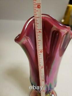 Fenton Swung Vase Purple Opalescent Finger Vase 7 1/2 in. Tall Purple Carnival