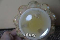 Fenton USA Candy Dish Glass Kelley Signd Yellow Carnival Signed Opalescent Bowl