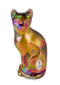 Fenton USA Stylized Handmade Iridescent Carnival Art Glass Sitting Cat 5 1/8