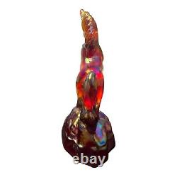 Fenton Unicorn Amberina Red Carnival Glass Cadmium Glow Original Sticker Amazing