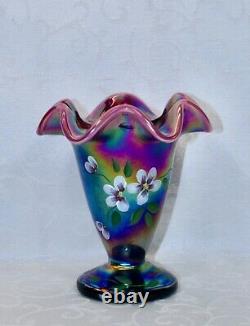 Fenton, Vase, Plum Carnival Opalescent Glass, Family Signature Series