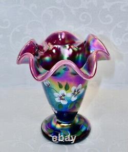 Fenton, Vase, Plum Carnival Opalescent Glass, Family Signature Series