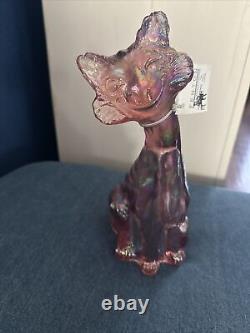 Fenton Vintage Alley Cat Petal Pink Iridescent Carnival Glass 11