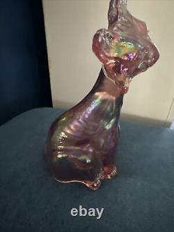 Fenton Vintage Alley Cat Petal Pink Iridescent Carnival Glass 11