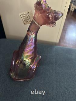 Fenton Vintage Alley Cat Petal Pink Iridescent Carnival Glass 11