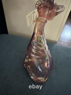 Fenton Vintage Alley Cat Petal Pink Iridescent Carnival Glass 11