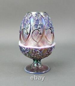 Fenton Vintage Plum Opalescent Carnival Glass Lily Of The Valley Fairy Lamp