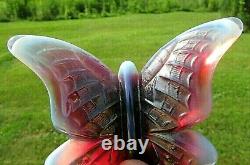 Fenton Vintage Plum Opalescent & Iridized Butterfly Rare HTF